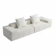 Canapea -3 locuri cu compresie, material textil, Crem