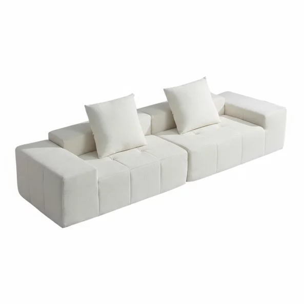 Canapea -3 locuri cu compresie, material textil, Crem