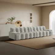 Canapea -4 locuri cu compresie, material textil, Gri