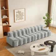 Canapea -4 locuri cu compresie, material textil, Gri