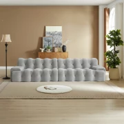 Canapea -4 locuri cu compresie, material textil, Gri