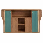 Dulap depozitare SMART HEATER -placă melaminată cu finisaj PU verde &amp; lemn natur