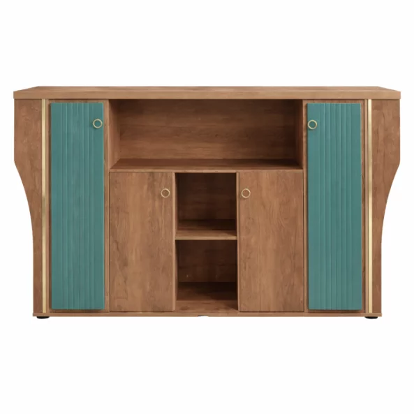 Dulap depozitare SMART HEATER -placă melaminată cu finisaj PU verde &amp; lemn natur