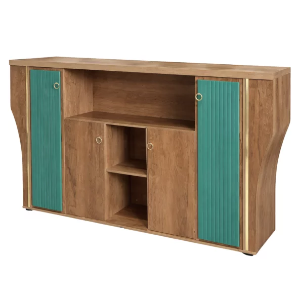 Dulap depozitare SMART HEATER -placă melaminată cu finisaj PU verde &amp; lemn natur
