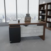 Мениджърско бюро SMART HEATER – 50 мм меламинов плот и страничен шкаф