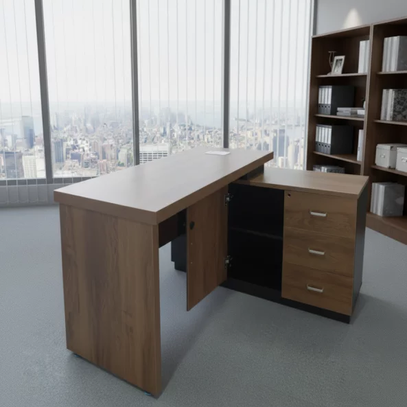 Мениджърско бюро SMART HEATER – 50 мм меламинов плот и страничен шкаф