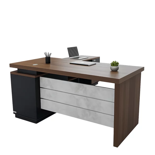 Мениджърско бюро SMART HEATER – 50 мм меламинов плот и страничен шкаф