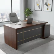 Мениджърско бюро SMART HEATER меламинова конструкция и преден панел кафяво/сиво