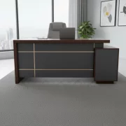 Мениджърско бюро SMART HEATER меламинова конструкция и преден панел кафяво/сиво