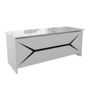 Мениджърско бюро SMART HEATER – метална конструкция и плот от закалено стъкло, super white