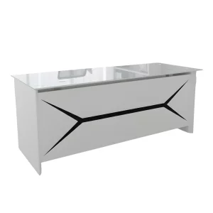 Мениджърско бюро SMART HEATER – метална конструкция и плот от закалено стъкло, super white