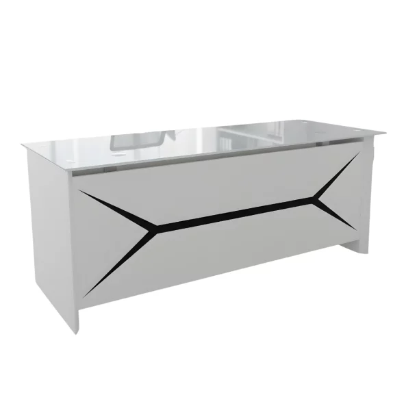 Мениджърско бюро SMART HEATER – метална конструкция и плот от закалено стъкло, super white