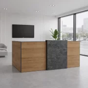 Birou receptie SMART HEATER cu sertar mobil W1800*D600*H1050- lemn natur cu gri