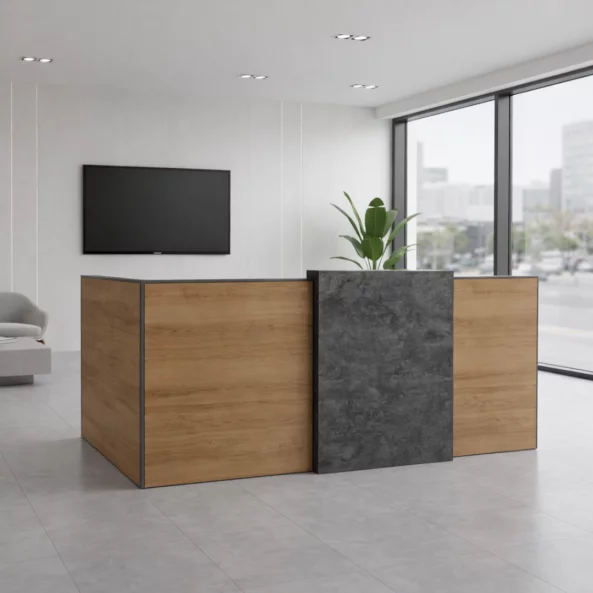 Birou receptie SMART HEATER cu sertar mobil W1800*D600*H1050- lemn natur cu gri