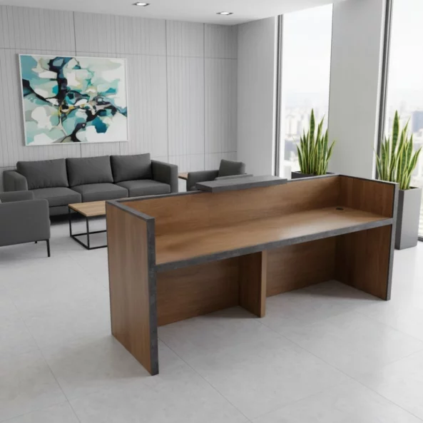 Birou receptie SMART HEATER cu sertar mobil W1800*D600*H1050- lemn natur cu gri