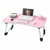 Masă pliabilă pentru laptop, 60x40x28cm, roz – Design modern din MDF și metal-PRODUS RESIGILAT!