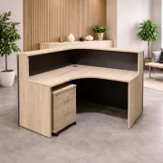 Birou receptie SMART HEATER cu sertar mobil W1400*D1200*H1050-stejar deschis