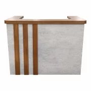 Рецепционно бюро SMART HEATER с висящи чекмеджета W1400D600H1050 – натурален дъб &amp; сиво