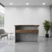 Рецепционно бюро SMART HEATER с висящи чекмеджета W1400D600H1050 – натурален дъб &amp; сиво