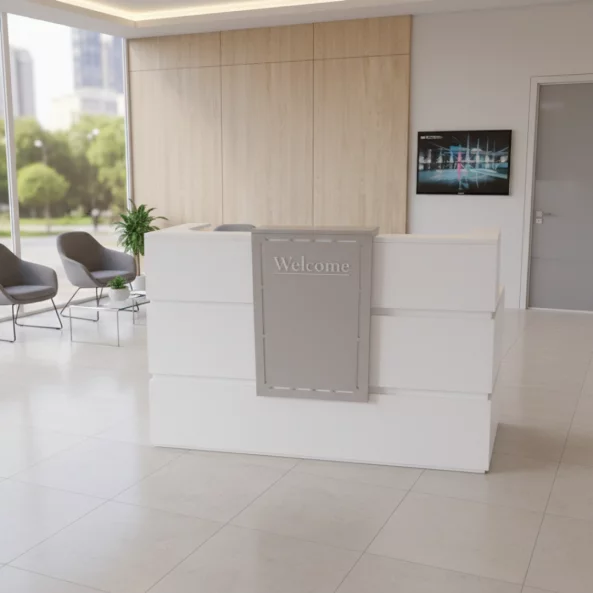 Birou receptie SMART HEATER-material melaminat W1600*D600*H1050,alb