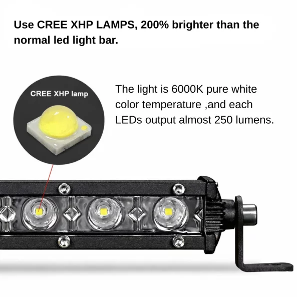 6D Slim LED fényrúd – egyetlen optikai lencse, 26 hüvelyk 72W Off-Road