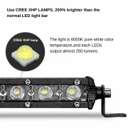 6D Slim LED fényrúd – egyetlen optikai lencse, 38 hüvelyk 108W Off-Road