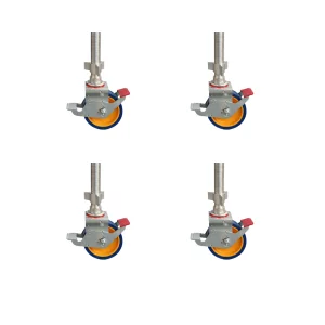 Juego de 4 ruedas para andamio de aluminio con freno de 8 pulgadas