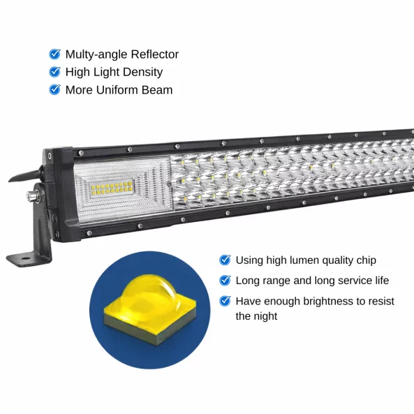 Egyenes LED rúd – három sor LED, Hummer stílusú kialakítás, 50 hüvelyk, 648 W
