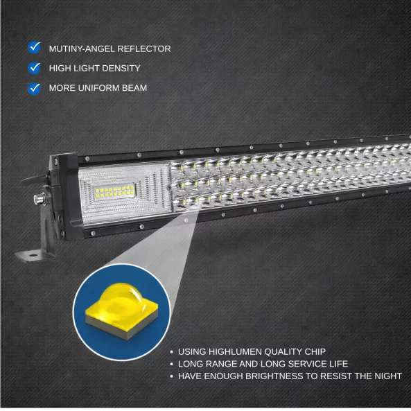 Egyenes LED rúd – három sor LED-del, Hummer stílusú dizájn, 52 hüvelyk, 675 W