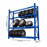 Estantería profesional para almacenamiento de neumáticos H2000xL2000xL400, 800 kg – ¡PRODUCTO REACONDICIONADO!