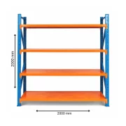 Estantería profesional para almacenamiento L2000xl600xH2000, 1200 kg - ¡PRODUCTO REPARADO!