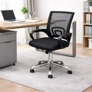 Scaun de birou ergonomic cu spătar mesh, negru