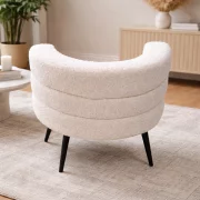 Fotoliu Modern Boucle Alb – Design Elegant cu Spatar Curbat