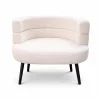 Fotoliu Modern Boucle Alb – Design Elegant cu Spatar Curbat