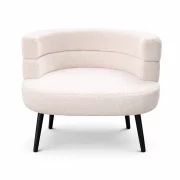Fotoliu Modern Boucle Alb – Design Elegant cu Spatar Curbat