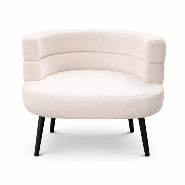 Fotoliu Modern Boucle Alb – Design Elegant cu Spatar Curbat