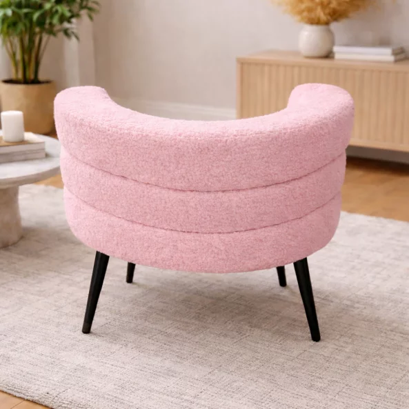 Fotoliu Modern Boucle Roz – Design Elegant cu Spatar Curbat
