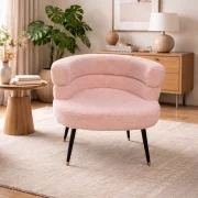 Fotoliu Modern Boucle Roz – Design Elegant cu Spatar Curbat