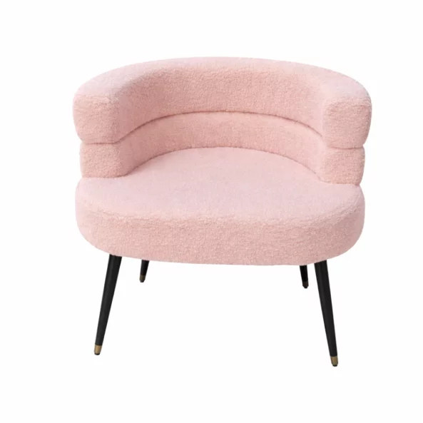 Fotoliu Modern Boucle Roz – Design Elegant cu Spatar Curbat