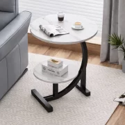 Masă de cafea modernă – Design elegant din MDF și metal, dimensiuni 40x40x60 cm-PRODUS RESIGILAT!