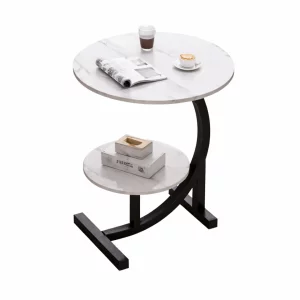 Masă de cafea modernă – Design elegant din MDF și metal, dimensiuni 40x40x60 cm-PRODUS RESIGILAT!