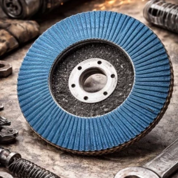 Disc abraziv lamelar conic T29, granulație P120, 125x22.23 mm, pentru șlefuire și polizare metal