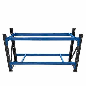 Mesa de trabajo industrial L2000 × P600 × H1000 – 1000 kg/nivel – Gris y Azul – sin contrachapado