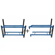 Удължение за индустриална работна маса с горна рамка за панел, размери: Д2000 × Ш600 × В1000/1500 мм, капацитет: 1000 кг/ниво – Синя