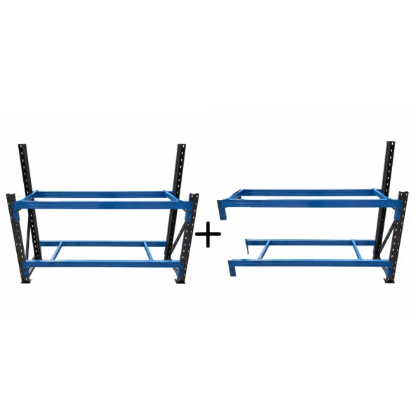 Удължение за индустриална работна маса с горна рамка за панел, размери: Д2000 × Ш600 × В1000/1500 мм, капацитет: 1000 кг/ниво – Синя