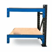 Extensión para banco de trabajo industrial con contrachapado L1000 x P600 x H1000mm - 1000kg/nivel GRIS Y AZUL