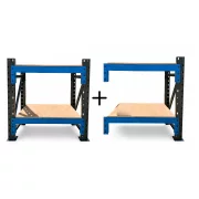 Extensión para banco de trabajo industrial con contrachapado L1000 x P600 x H1000mm - 1000kg/nivel GRIS Y AZUL