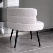 Fotoliu Modern Boucle Alb – Design Elegant cu Spatar Curbat