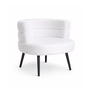 Fotoliu Modern Boucle Alb – Design Elegant cu Spatar Curbat