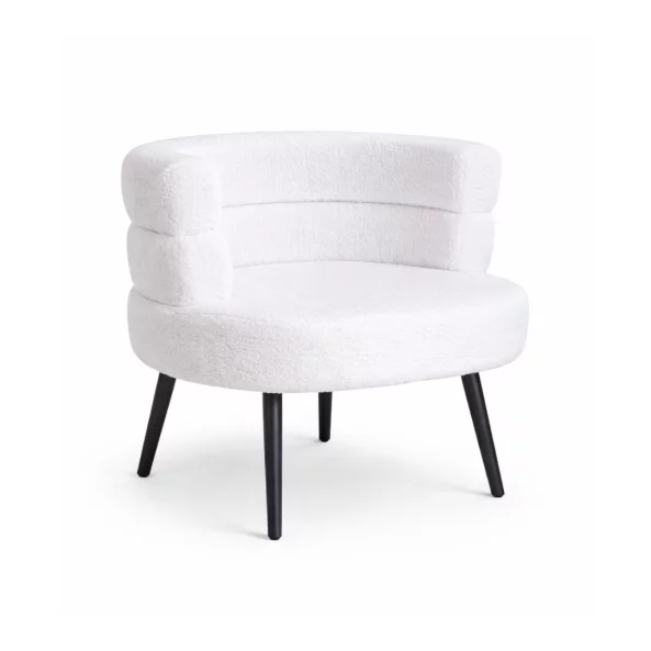 Fotoliu Modern Boucle Alb – Design Elegant cu Spatar Curbat